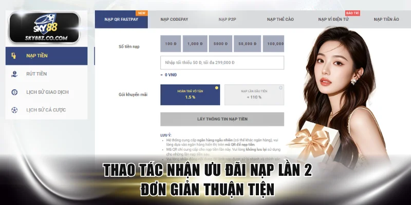 Thao tác nhận ưu đãi nạp lần 2 đơn giản thuận tiện